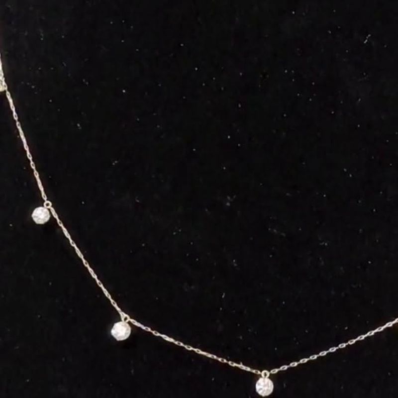1 Carat Diamond Station Necklace - natural diamonds in 18K Japan gold.