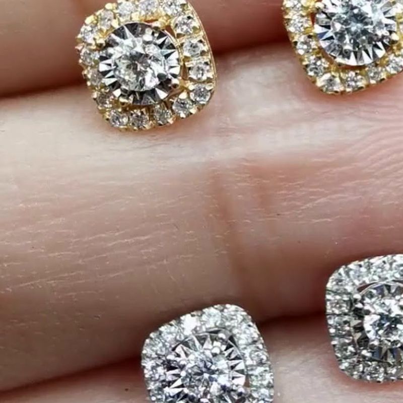 1 Carat Face Illusion Earrings - natural diamonds in 18K Japan gold.