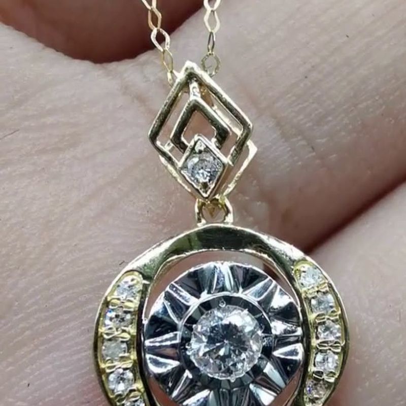10CT-FACE Two Tone Necklace - natural diamonds in 18K Japan gold.
