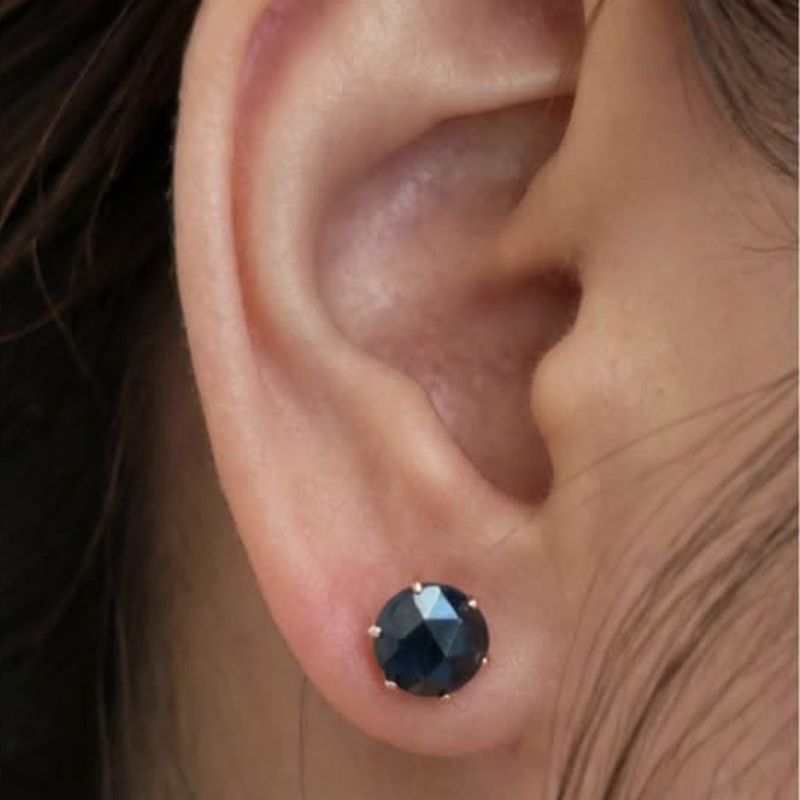 2CT Black Diamond Stud Earrings - natural diamonds in 18K Japan gold.