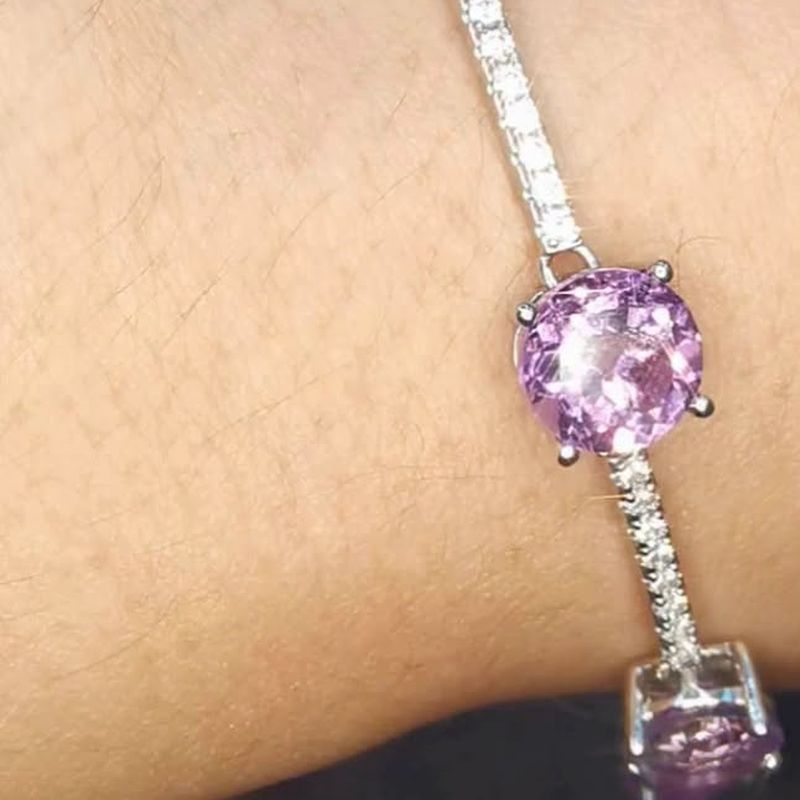 Amethyst Station Bracelet - natural amethyst in S925 silver.