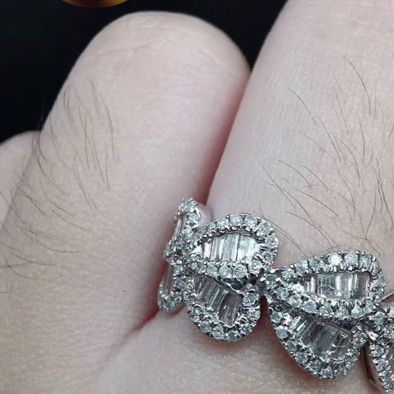 Baguette Heart Eternity Ring - natural diamonds in 18K Hong Kong gold.