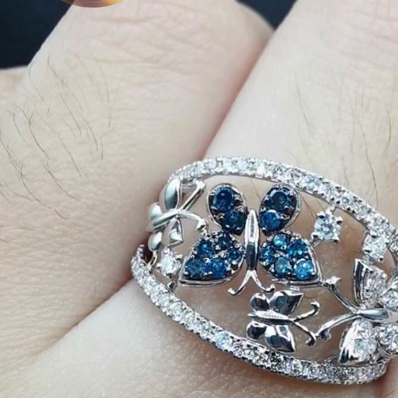 Butterfly Band Ring - natural diamonds in 18K Hong Kong gold.