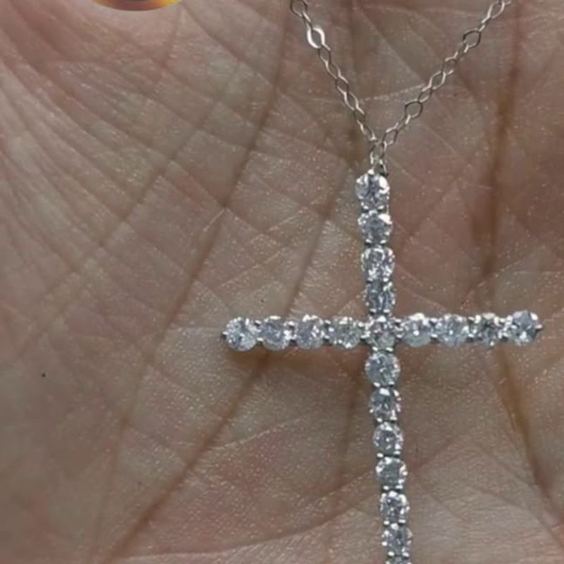 Classic Cross Necklace - natural diamonds in 18K Japan gold.