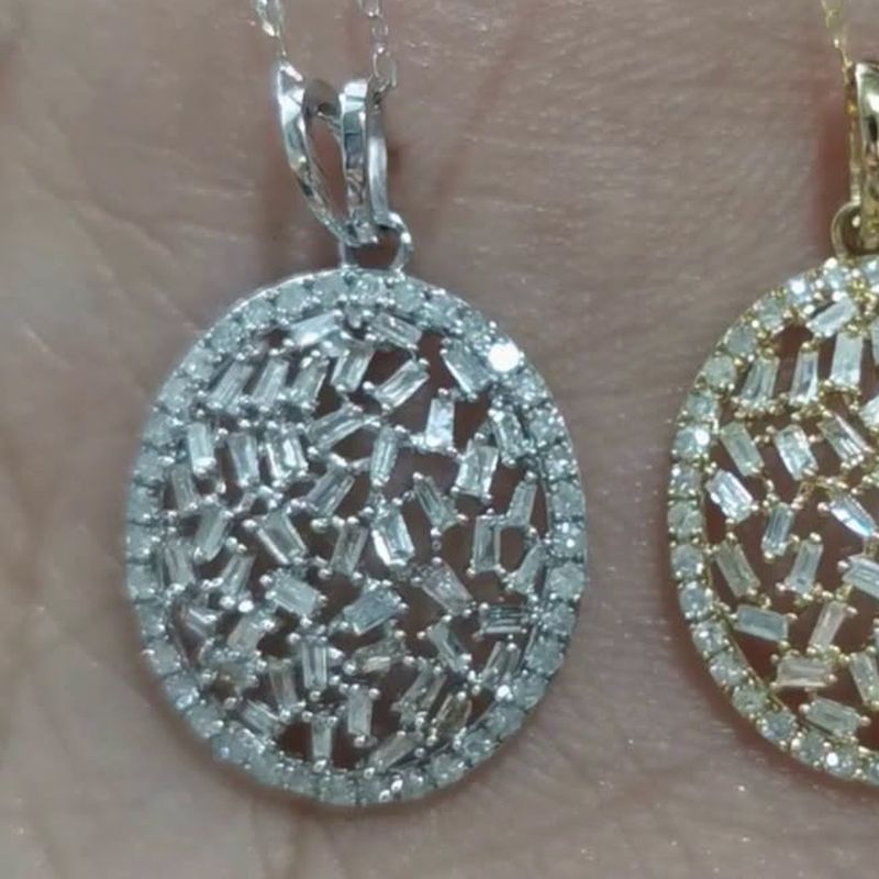 Clustered Oval Necklace - natural diamonds in 18K Japan gold.
