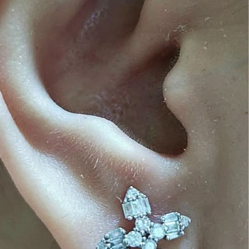 Diamond Fan Stud Earrings - natural diamonds in 18K Japan gold.