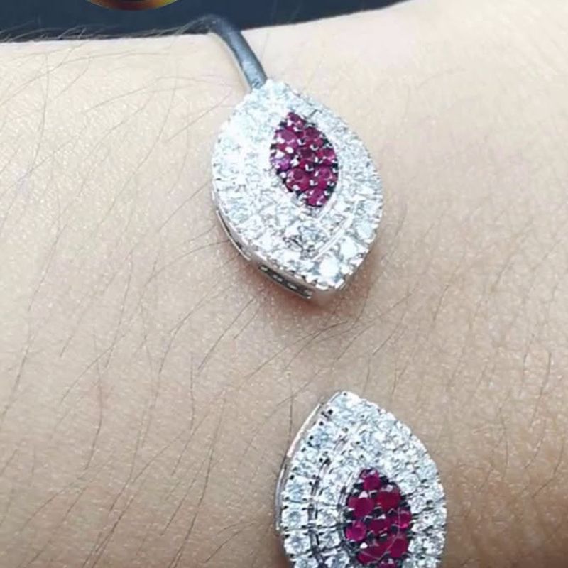 Diamond with Ruby Bangle - natural diamonds in 18K Hong Kong gold.