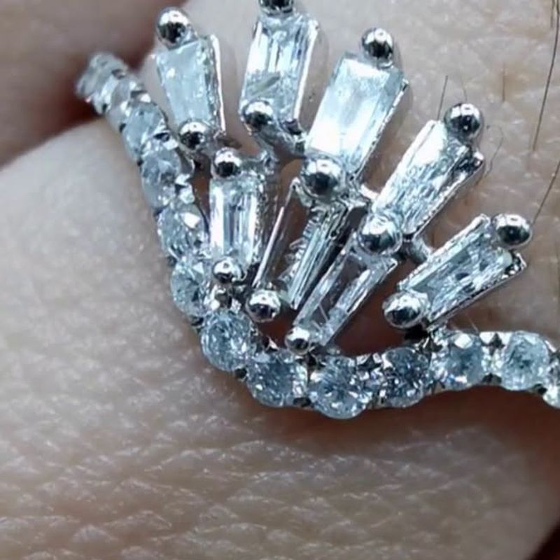 Eyelash Baguette Diamond Ring - natural diamonds in 18K Hong Kong gold.