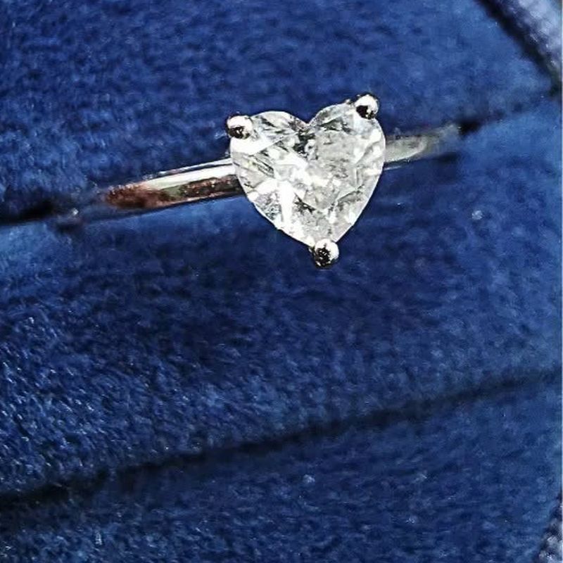 Heart Solitaire Diamond Ring - natural diamonds in 18K Japan gold.