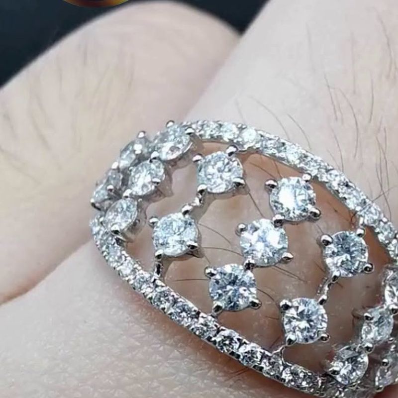 Iced Queen Big Face Power Ring - natural diamonds in 18K Japan gold.