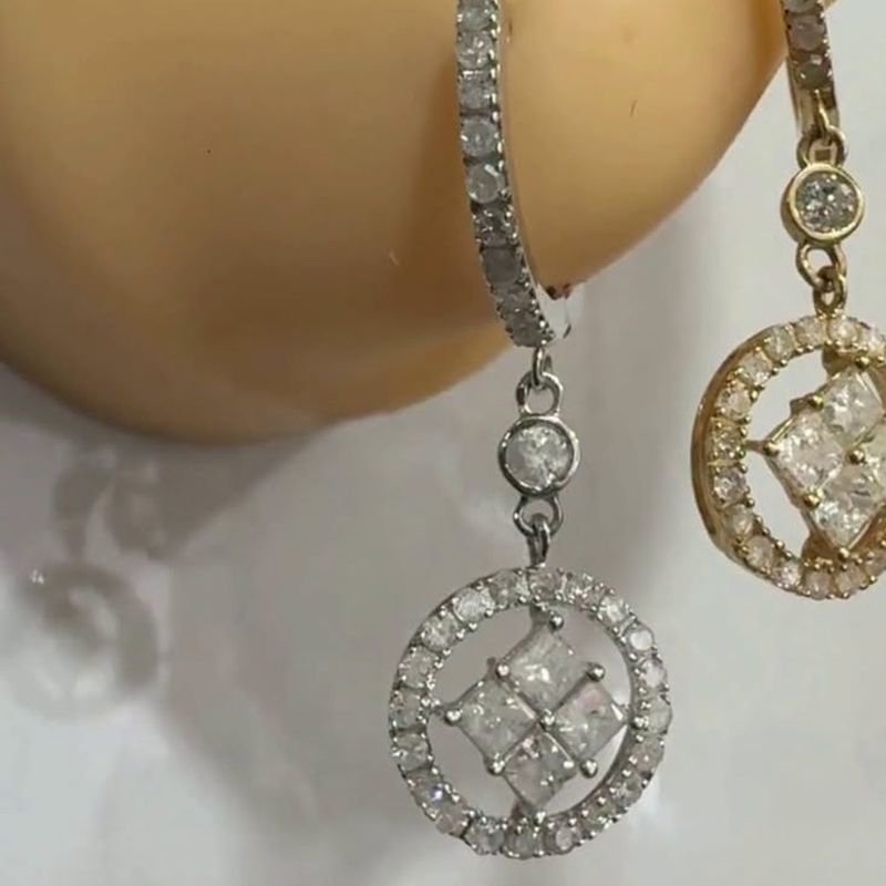 Loop Dangling Earrings - natural diamonds in 18K Hong Kong gold.