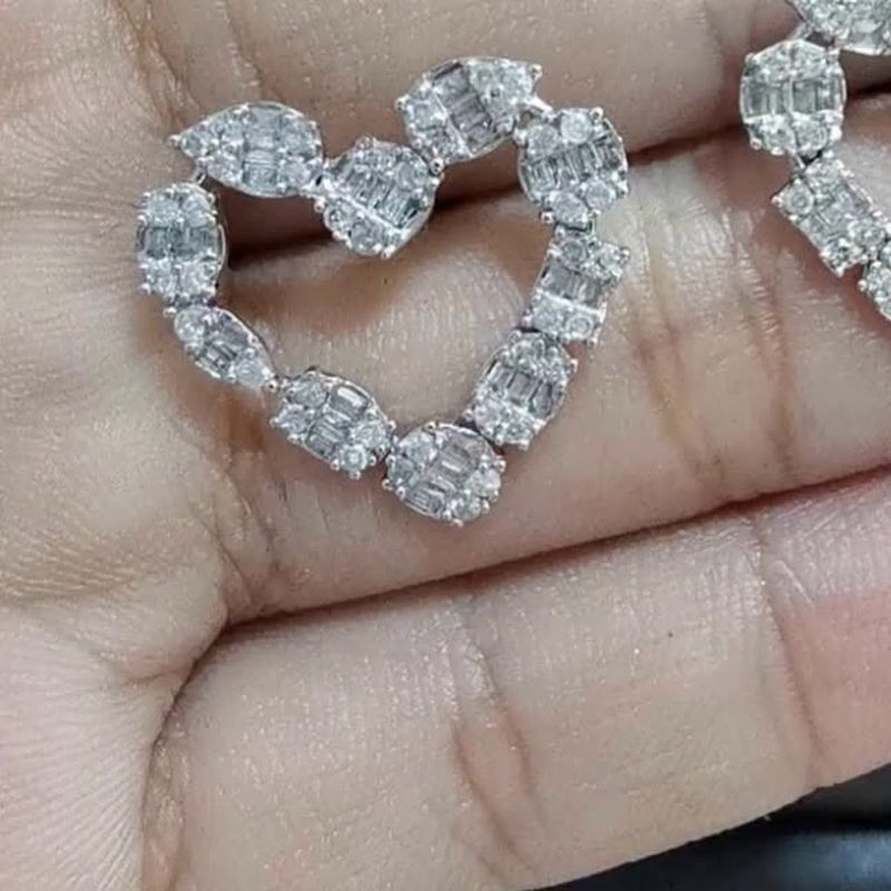 Open Heart Stud Earrings - natural diamonds in 18K Japan gold.