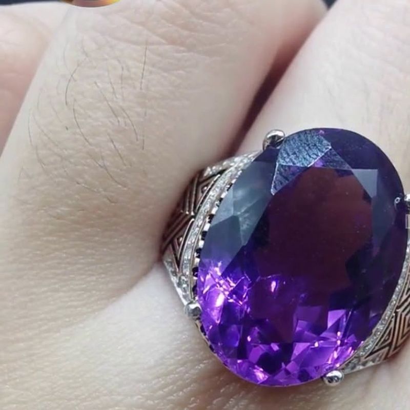 Oval Amethyst Ring - natural amethyst in S925 silver.