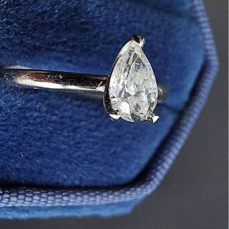Pear Solitaire Diamond Ring - natural diamonds in 18K Japan gold.