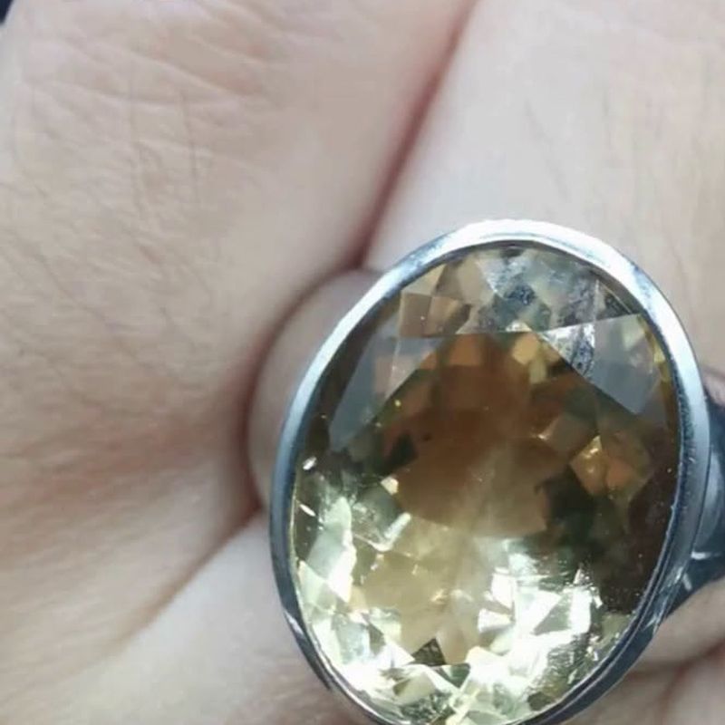 Plain Oval Citrine Ring - natural citrine in S925 silver.