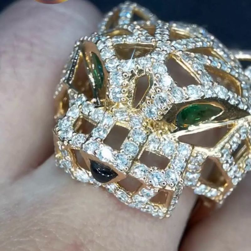 VIP Panther Elegant Power Ring - natural diamonds in 18K Hong Kong gold.
